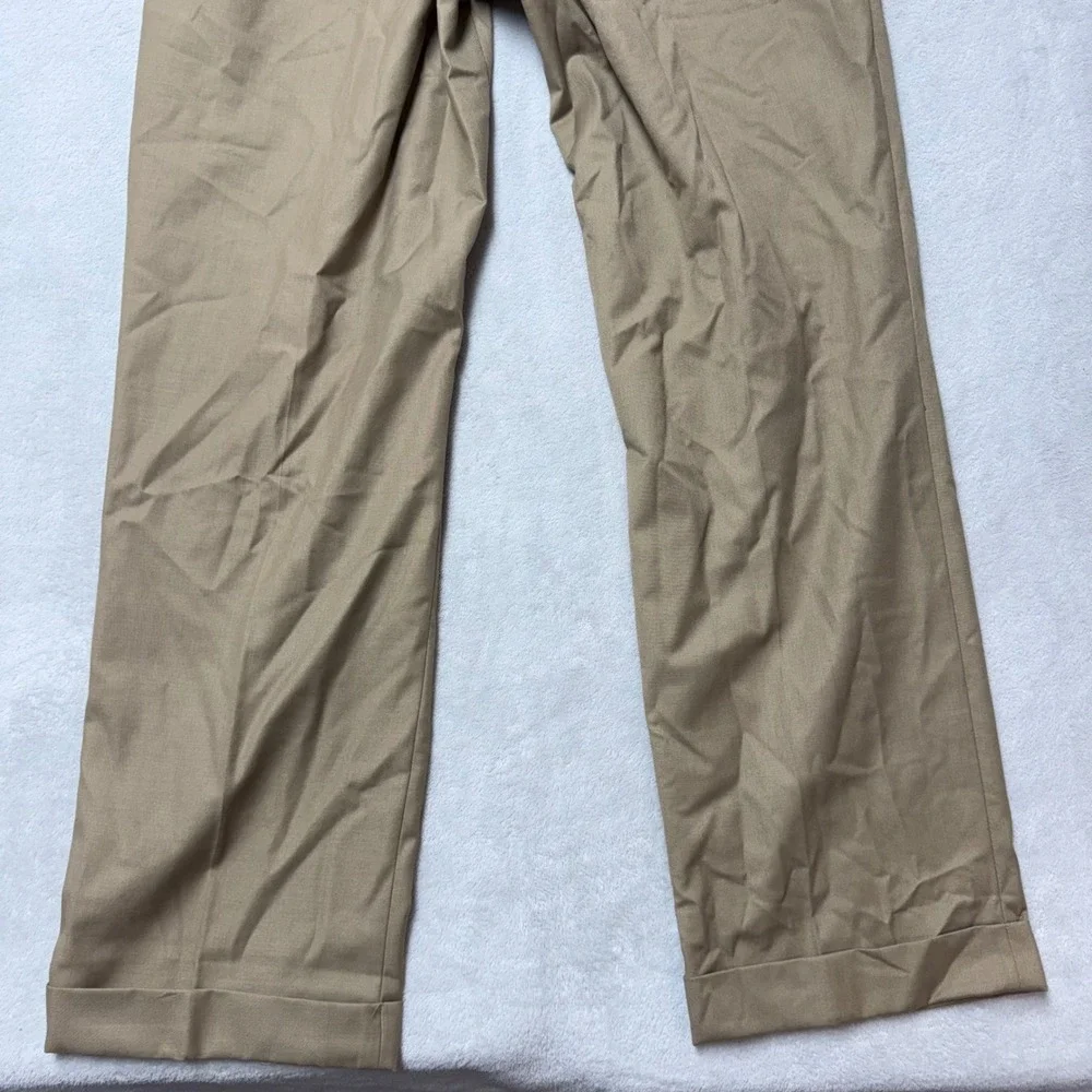Dockers Mens Classic Fit Pleated Khaki Pants Tan Cuffed W36 L32
